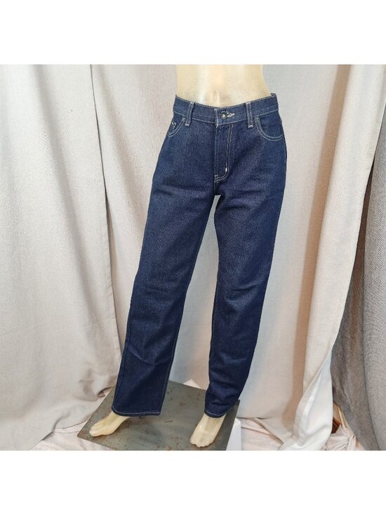 Dkny Denim - DKNY Jeans Dark Blue Straight Lg Mid Rise Denim Blue Jean Size 6 R LARGE 30 Wx32